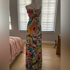Other Girls Strapless Yellow and Pink Resort Sundress